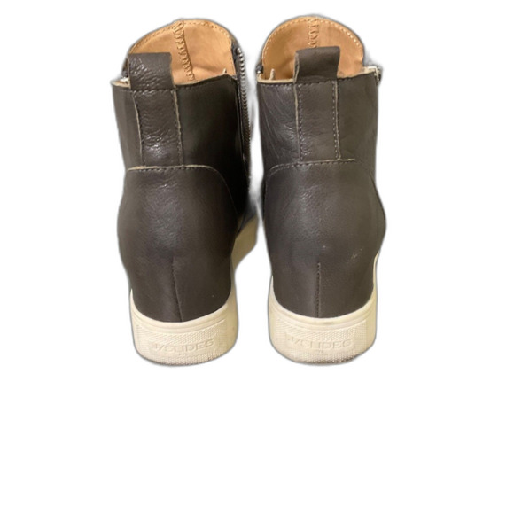 J/SLIDES  Tan Brown  Leather  Booties women’s  7 M Double Zipper platform Bloke - Picture 5 of 13